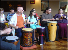 beginner groups get on well, have fun and improvise groovy rhythms together